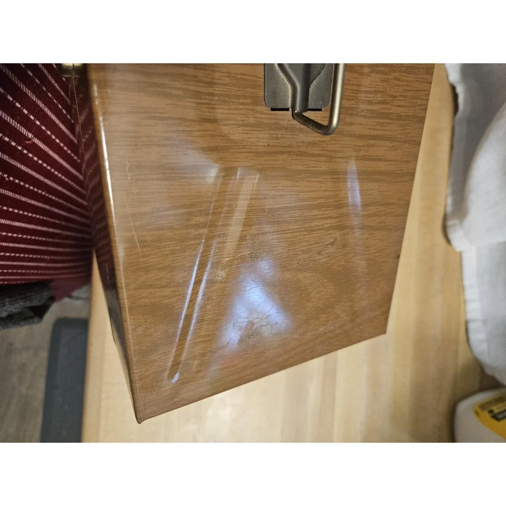 Vintage Portafile Woodlooking Aluminum Box